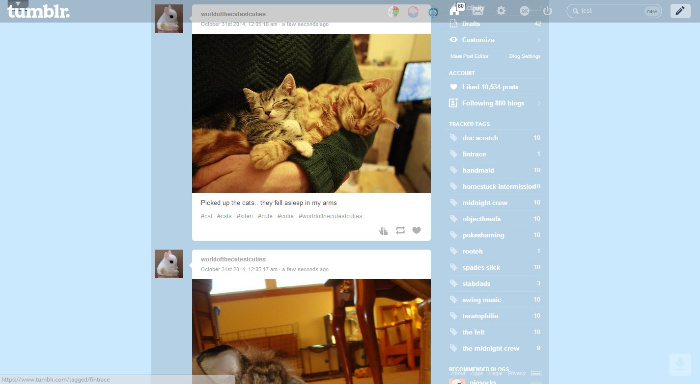 Tumblr Update Dashboard - Light Blue Basic