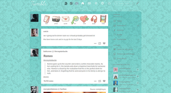 Tumblr Pastel Damask Dash Theme (10 Color Options)