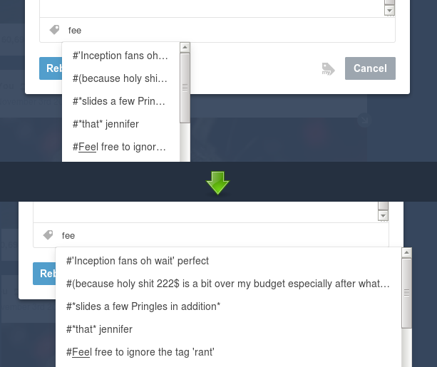 Tumblr fix tag suggestion box