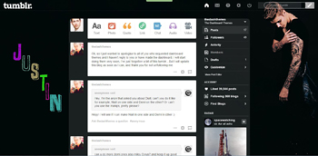 Justin Bieber Tumblr Dashboard 1