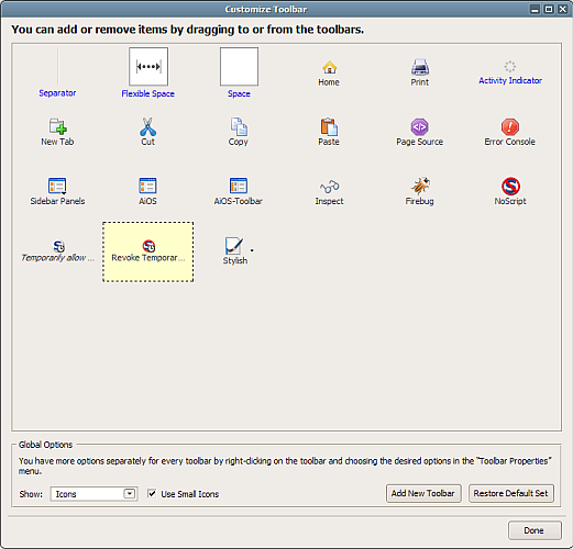 Customize Toolbar (All in One)