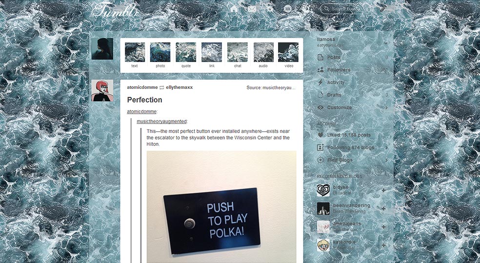 Ocean Waves Tumblr Dashboard Theme