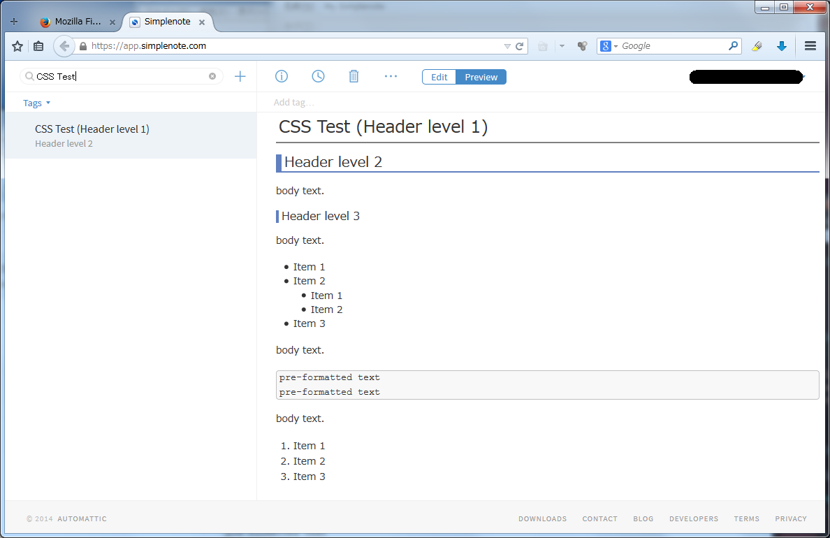 Simplenote for Markdown users