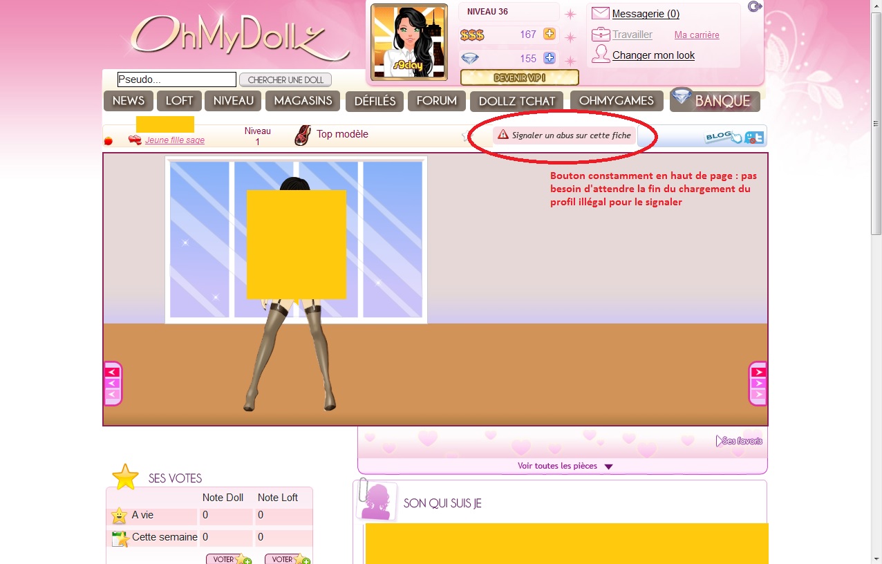 Oh My Dollz - (outil)Signalement en haut de page