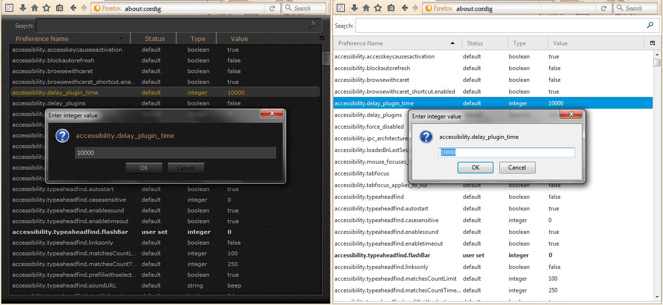 Firefox about: pages dark theme