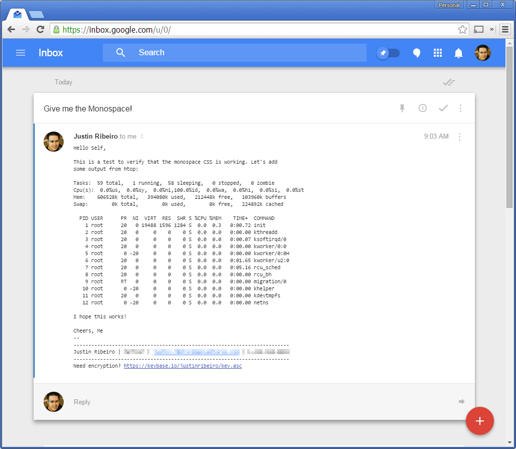 Google Inbox Monospace