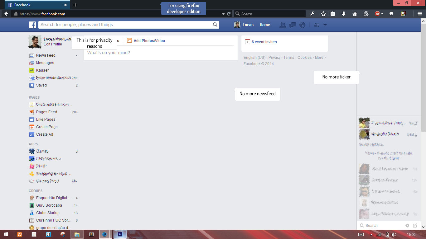 Hide Facebook Newsfeed