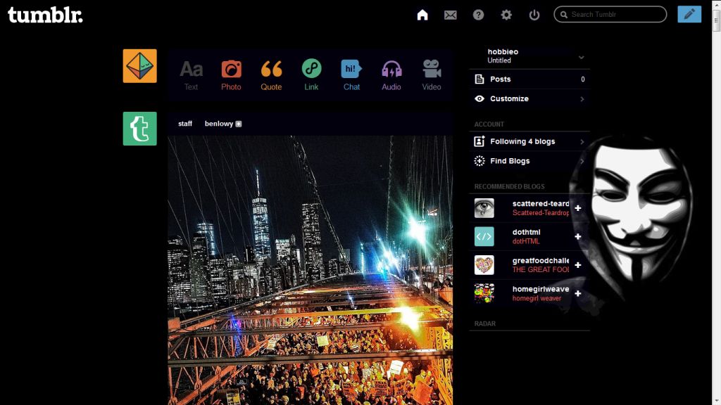 Anonymous Dark Tumbler DashBoard - by isourish