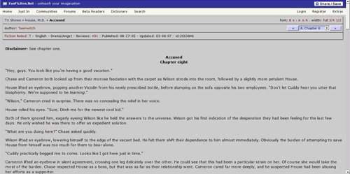 Fanfiction.net - grey background, story font.