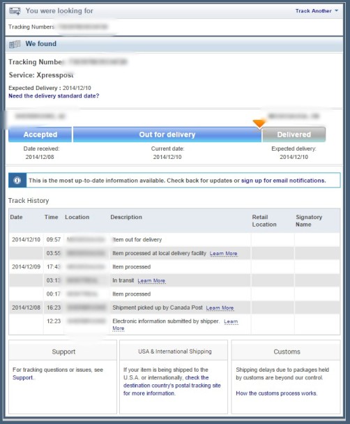 Canada Post Tracking - Clean