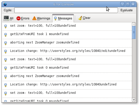 Error console tabs (Clearlooks) (beta)