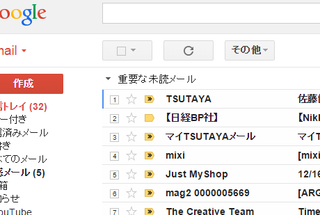 GMail Mail List Index