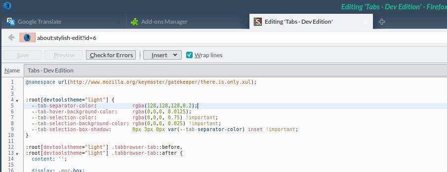 Tabs Firefox Developer Edition Light  & Dark Theme
