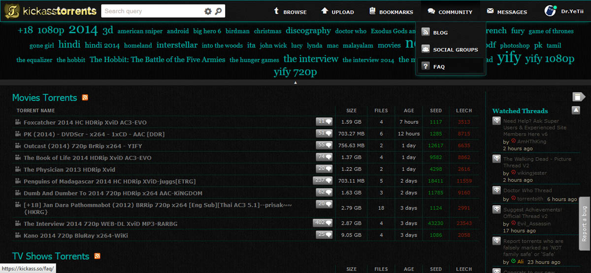 KickassTorrents - YeTii Dark Theme