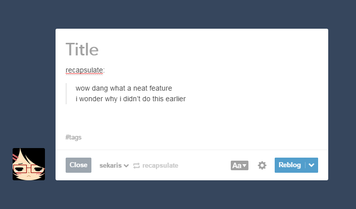 Tumblr | Reblog Header to Bottom