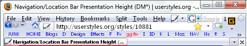 Navigation/Location Bar Presentation Height (DM*)