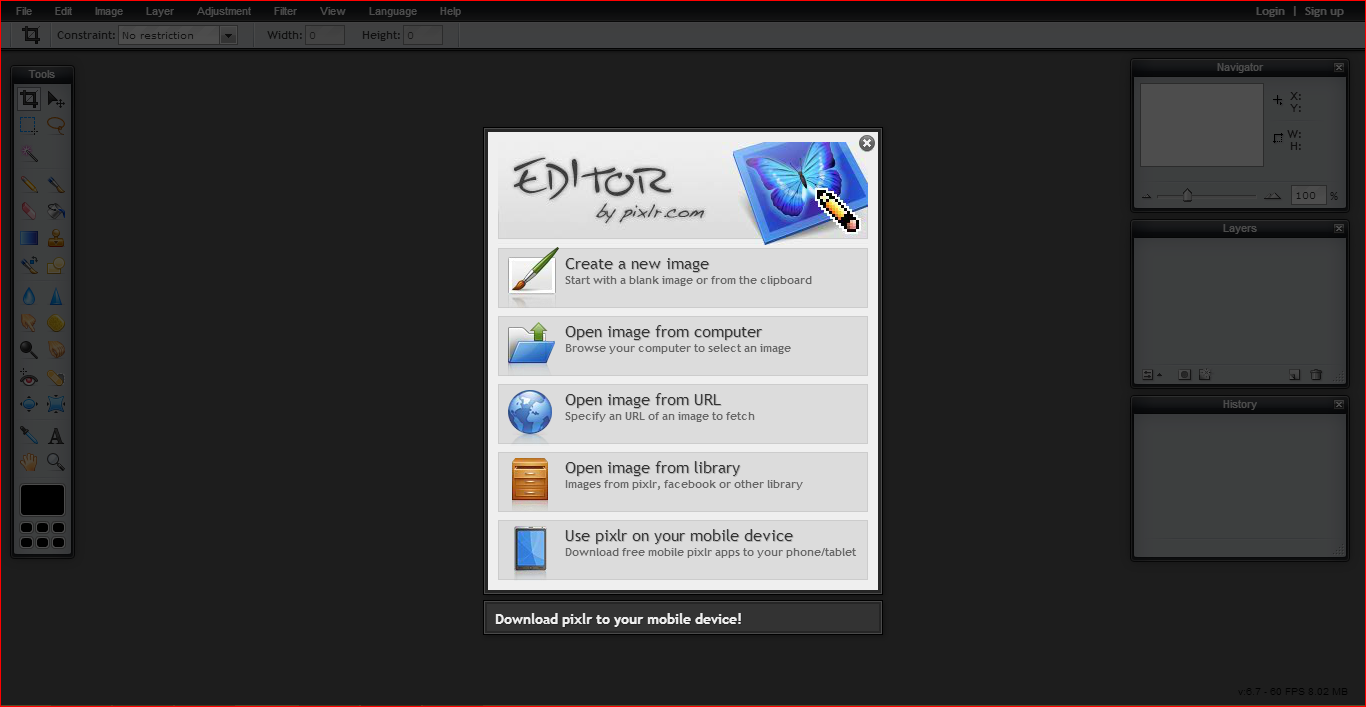 Ad-free Pixlr Editor