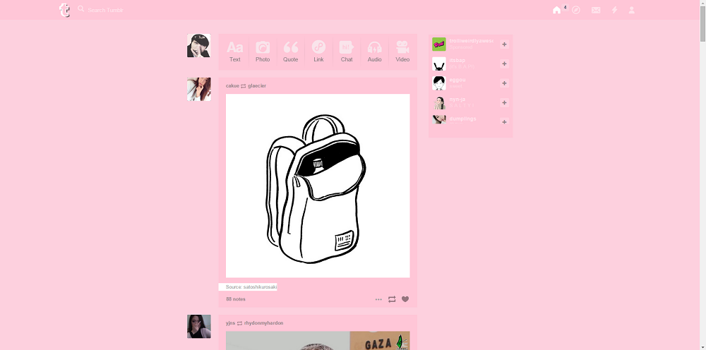 Pastel Pink Tumblr Dashboard Theme