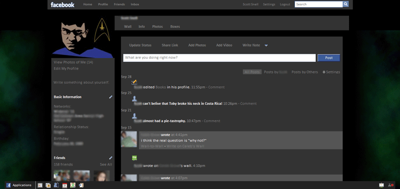 New Facebook - Dark Colors And Green Background