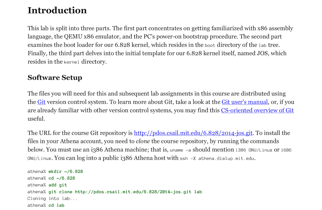 MIT Operating System Engineering Labs 2014