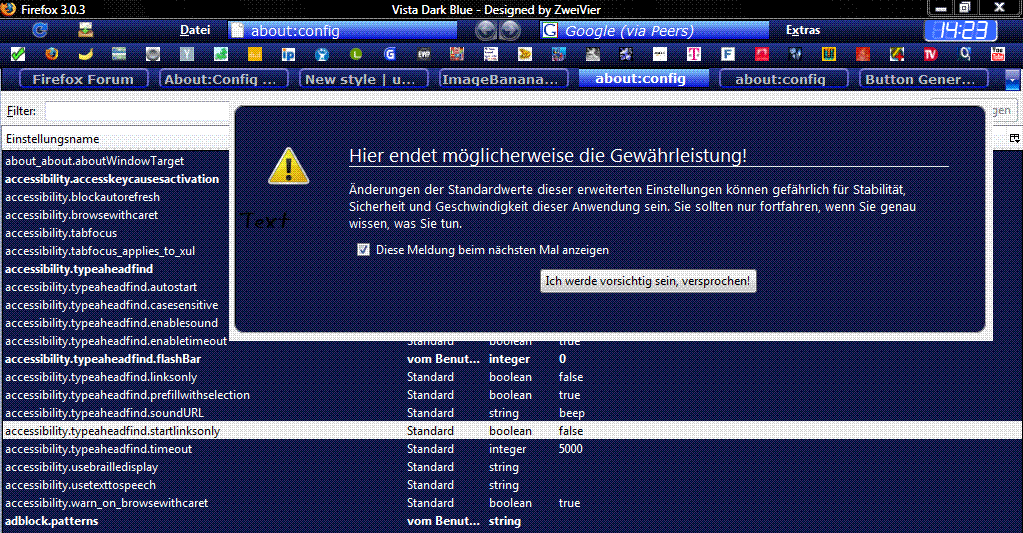 Firefox 3** Vista Dark Blue - About:Config