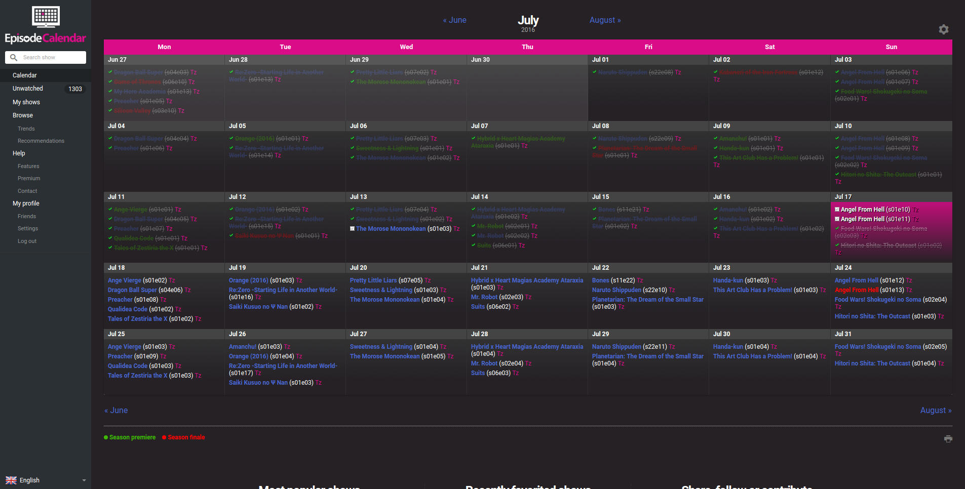 EpisodeCalendar Dark