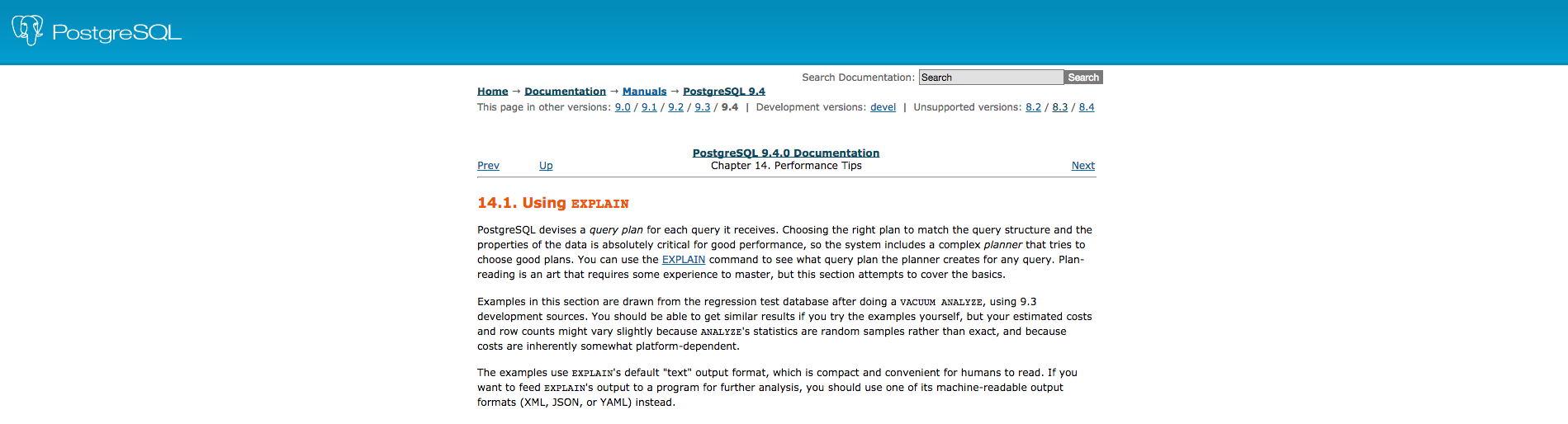 Make PostgresSQL doc width readable