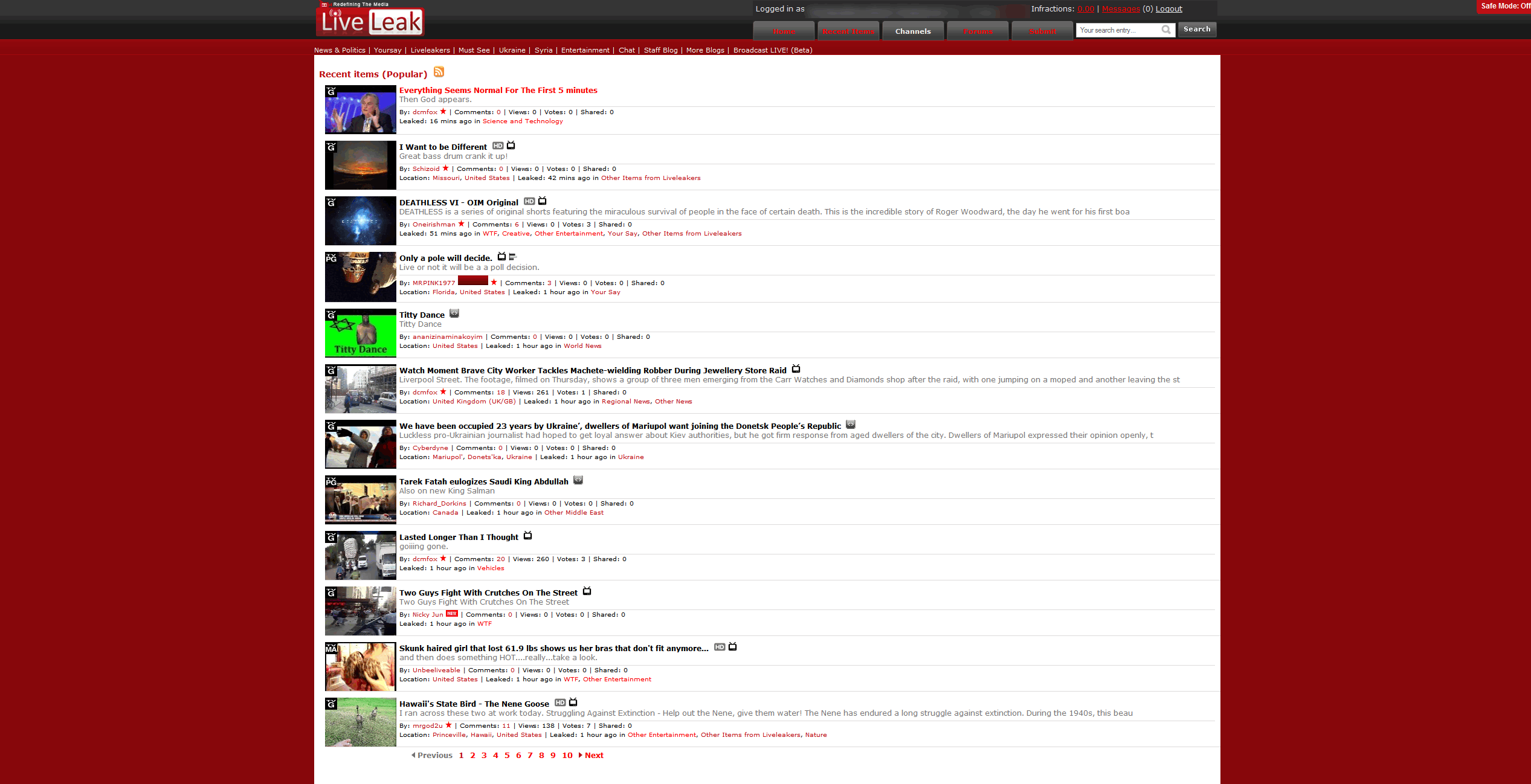 LiveLeak without scrolling, video resizable