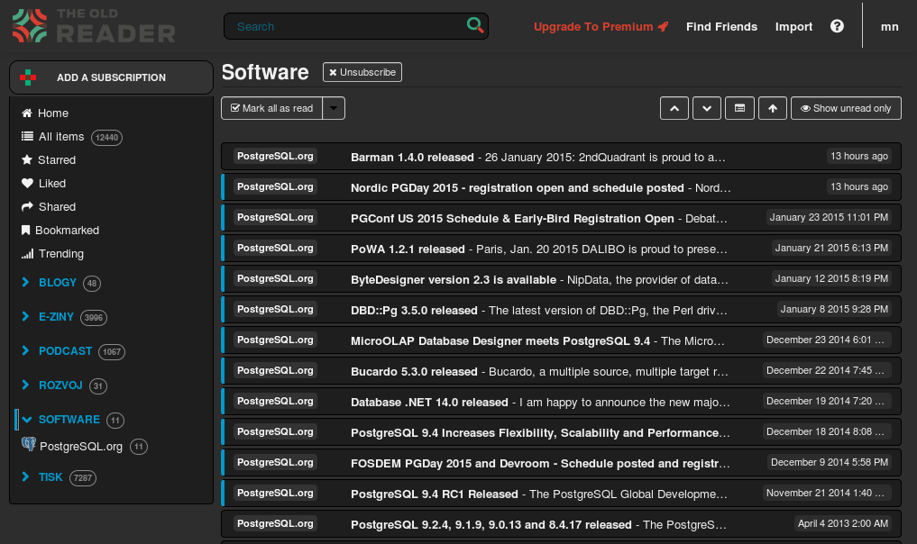 The Old Reader (Dark and Blue) Quick FIX