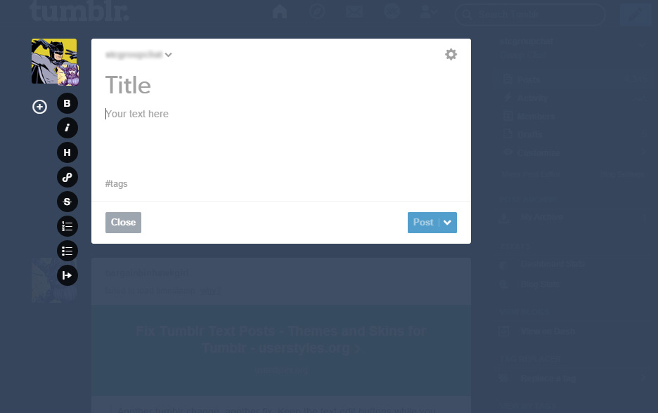 Tumblr Text Edit Always Visible