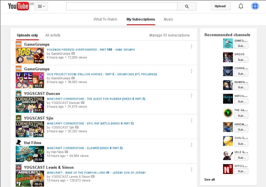 Smaller Youtube Thumbnails [Subscription Page]