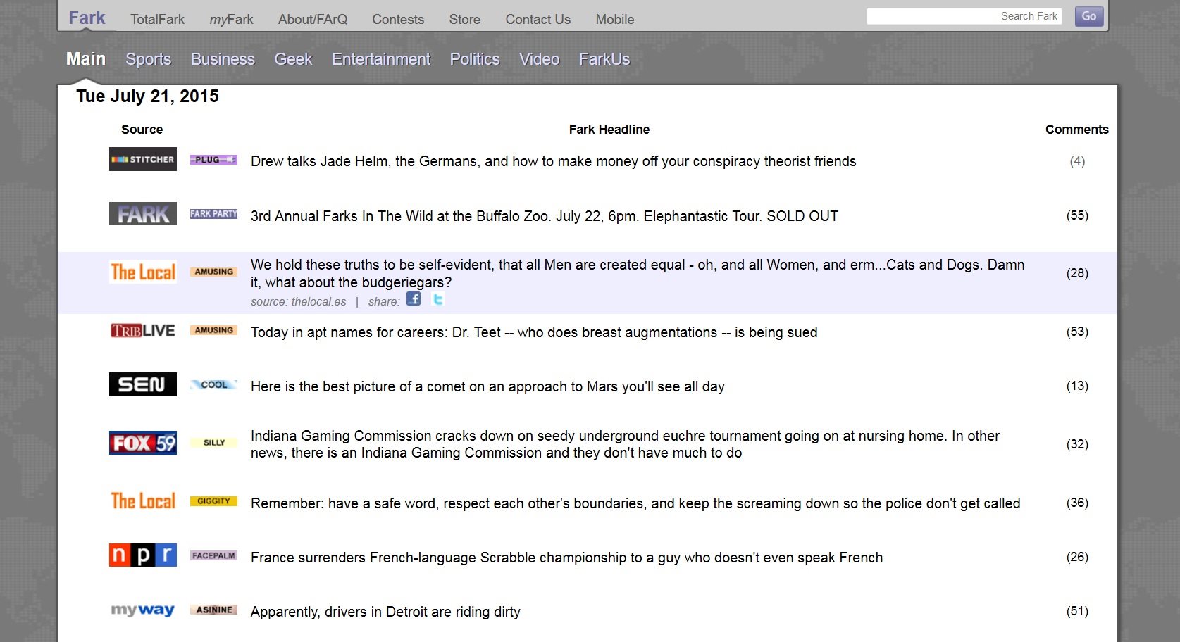 Fark.com - (7/21/2015) - Adblocked and cleaned