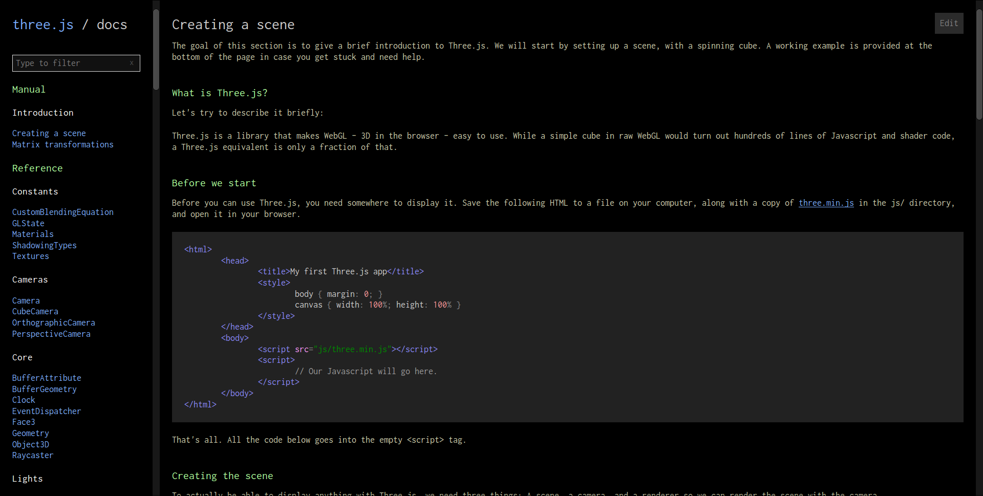 Three.js Dark