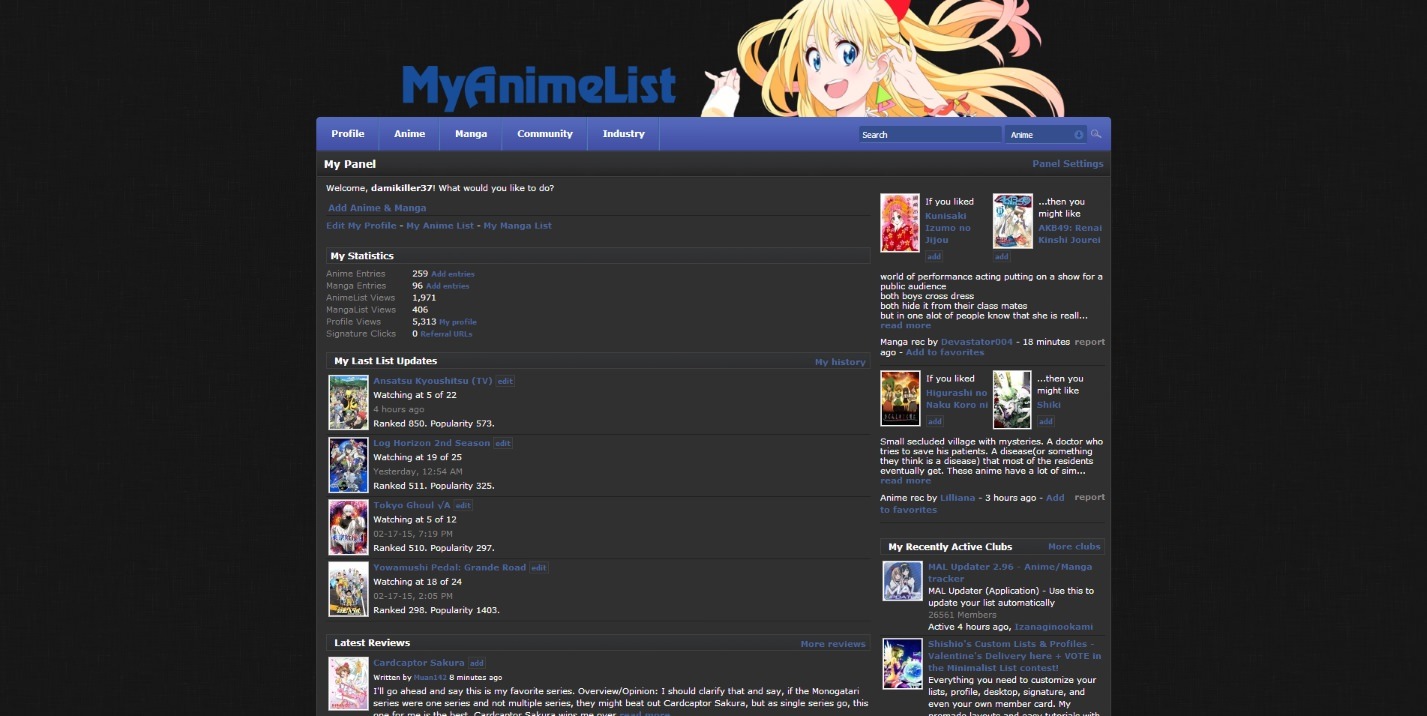 MyAnimeList Dark Modernized Theme v0.93 |Broken|