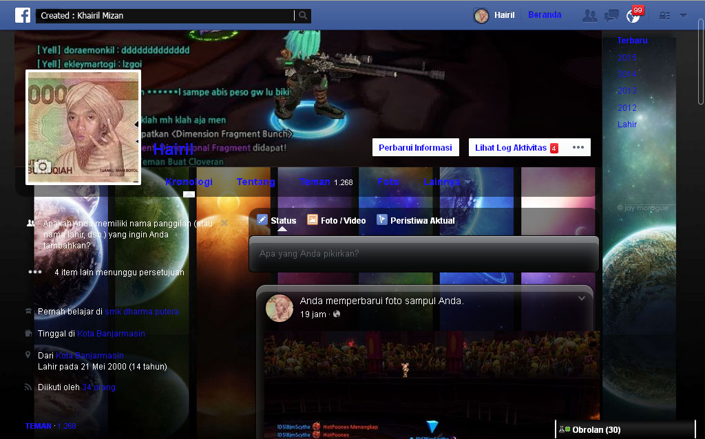 Galaxy - Facebook Theme