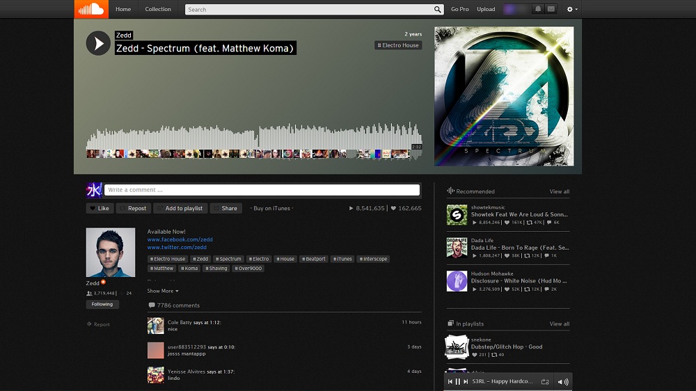 Soundcloud - Dark Theme