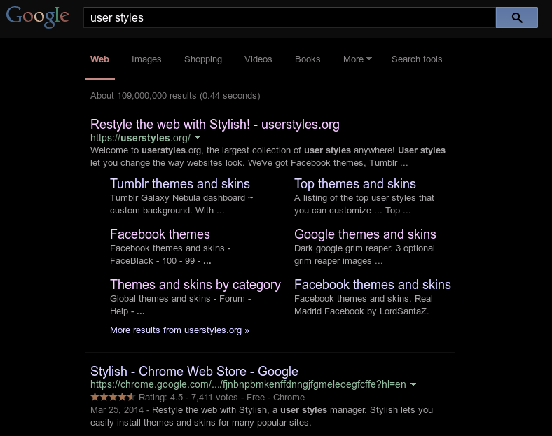 Darken and desaturate (almost) all web sites