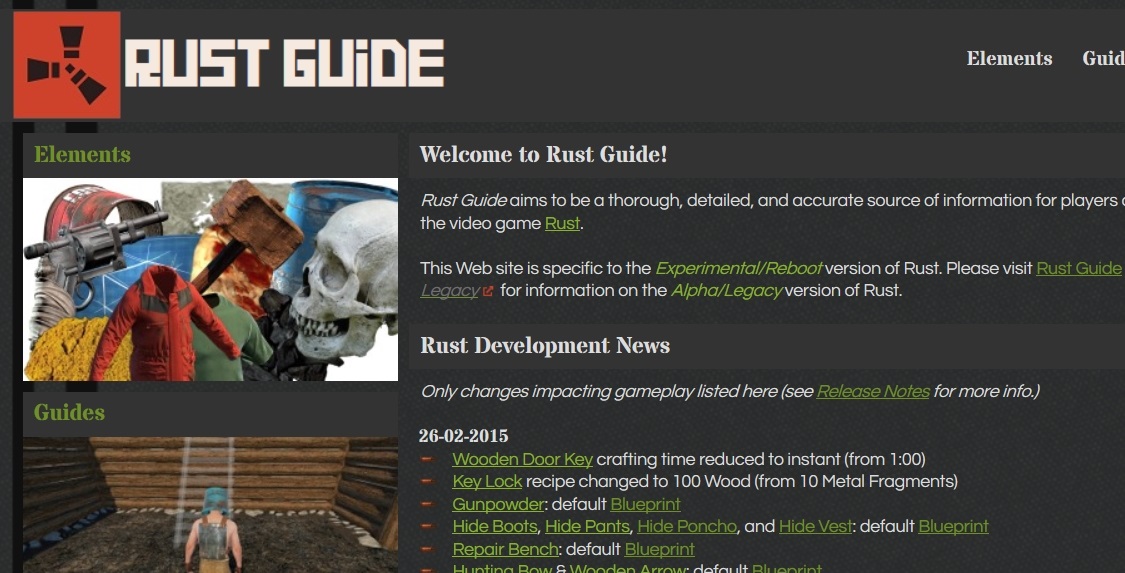 Rustguide.info dark theme (V 1.2.1)