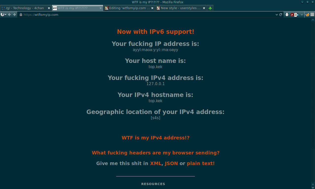 wtfismyip.com Solarized Dark