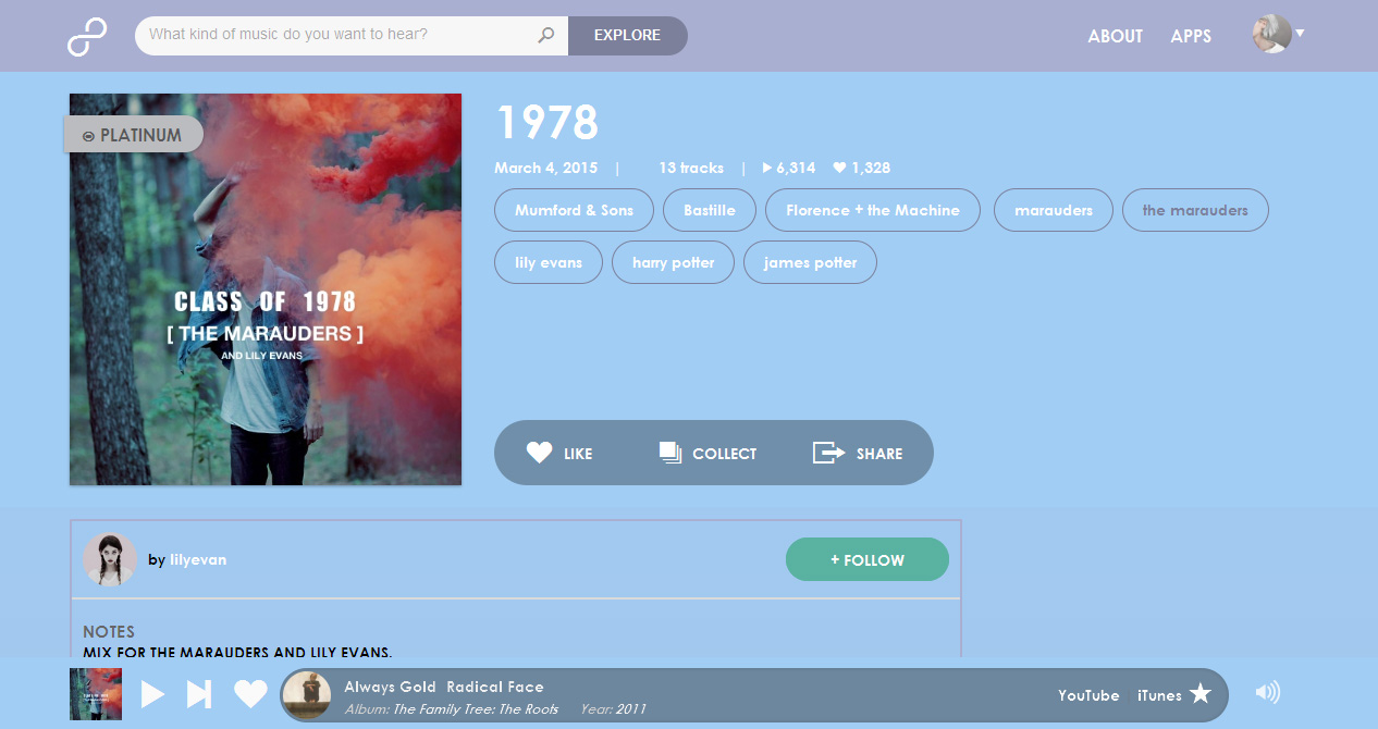 8tracks Theme - Blue Orchids and Lavender