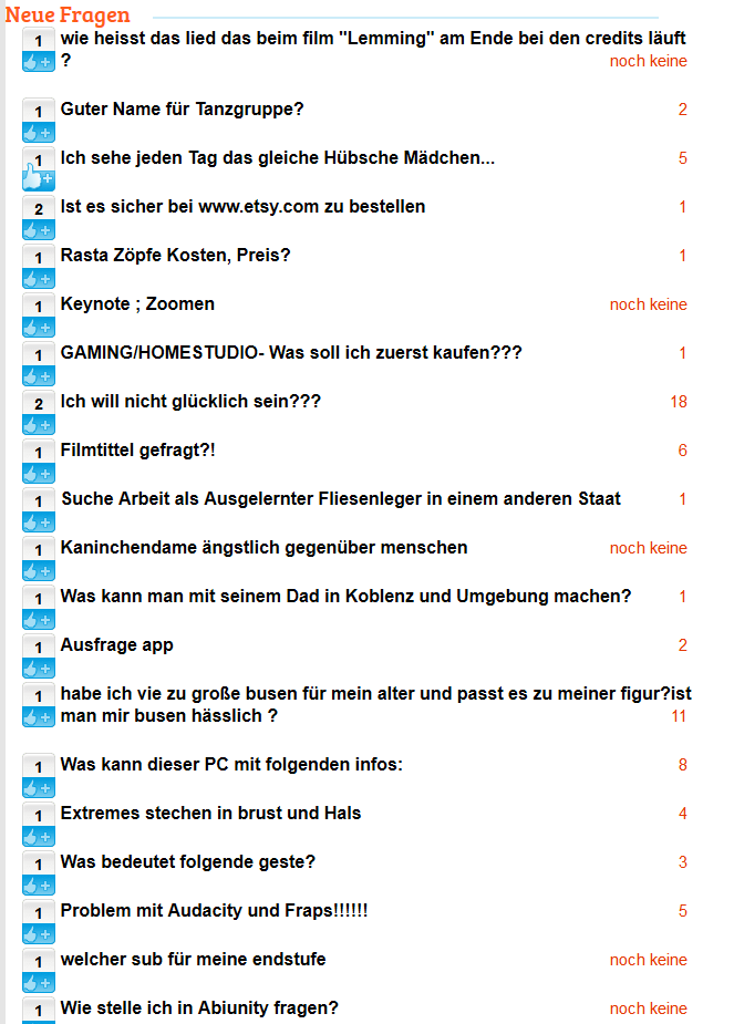 gutefrage.net Einfache Neue Fragen Liste v1.0