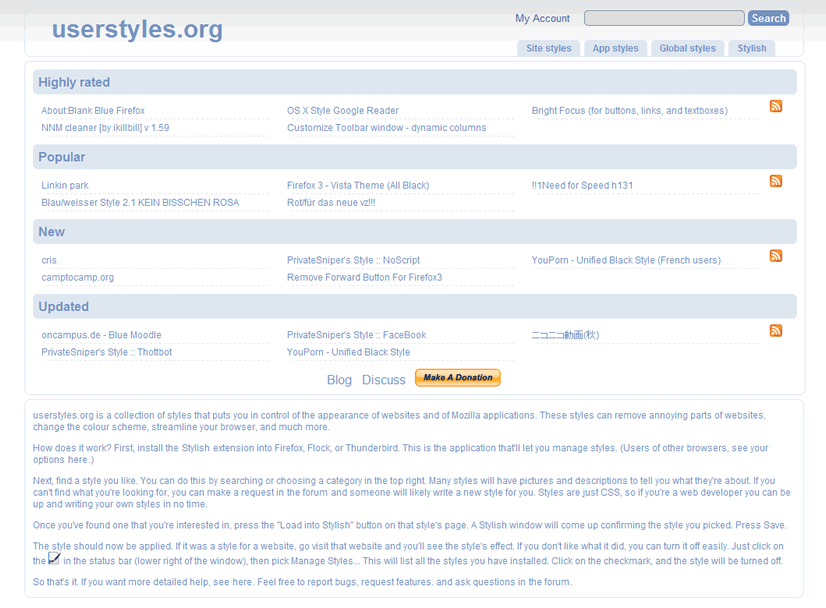 Userstyles - Clean v2.0 /w 3 column list