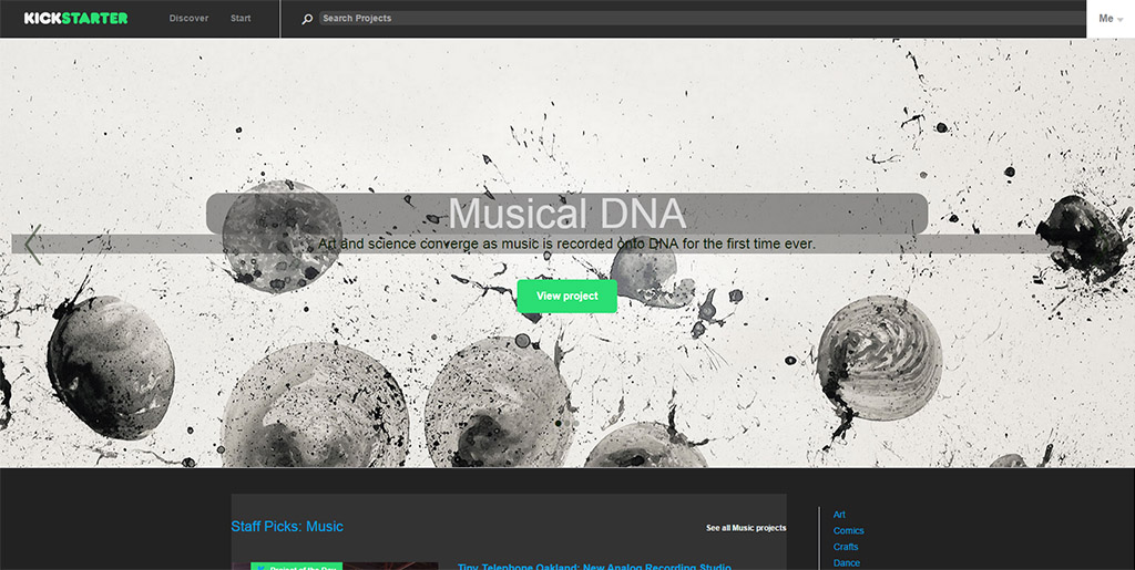 kickStarter.com - Dark Theme