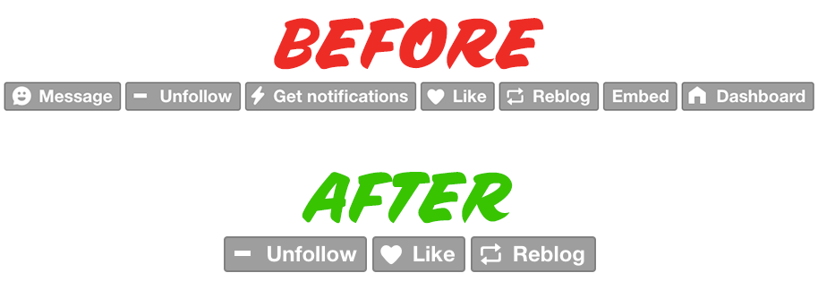 Tumblr - Remove Useless Buttons