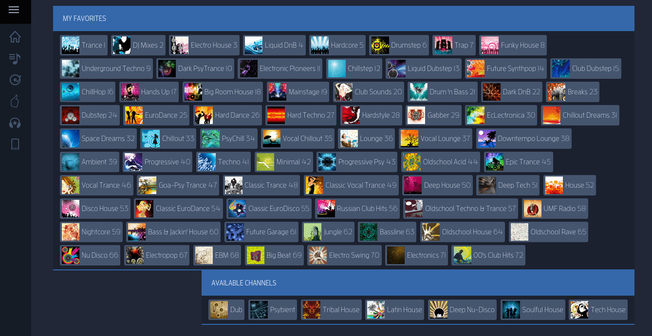 Digitally Imported & RadioTunes compact favorites