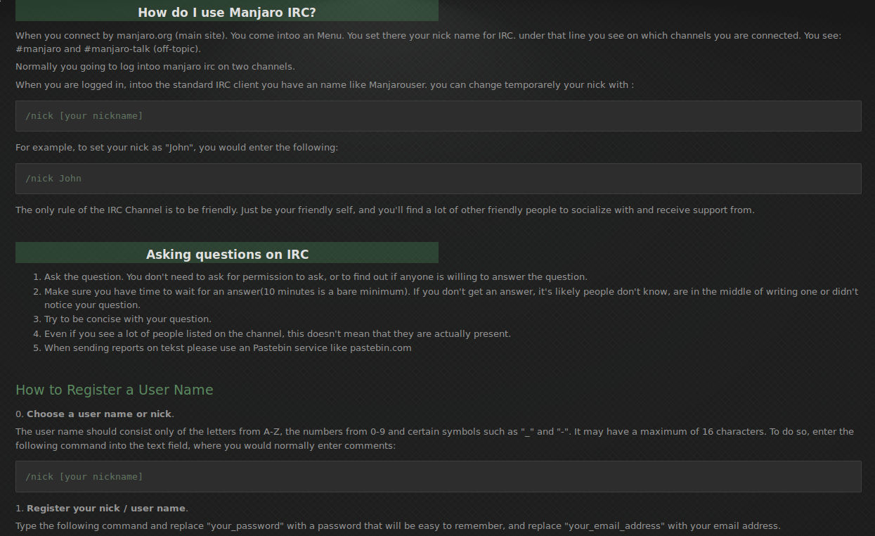 Manjaro Redesigned Dark-Green (Wiki)