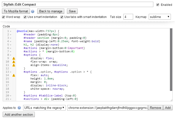 Stylish-for-Chrome::Edit Compact