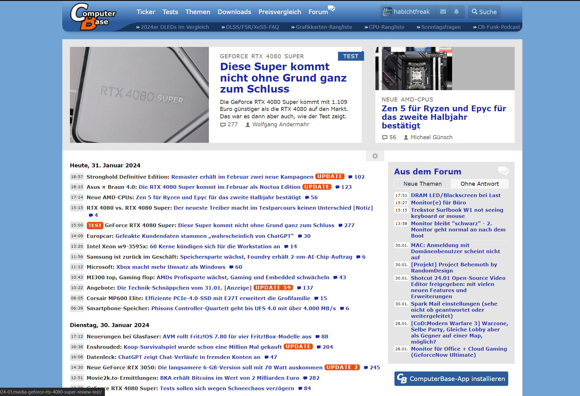 Computerbase (damit es erträglich wird)
