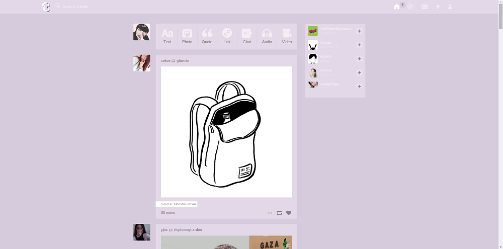Lavender Tumblr Dashboard Theme