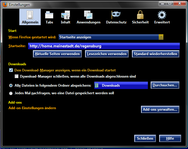 Firefox 3.5 - Browser Preferences